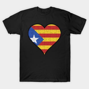 Catalan Jigsaw Puzzle Heart Design - Gift for Catalan With Catalonia Roots T-Shirt